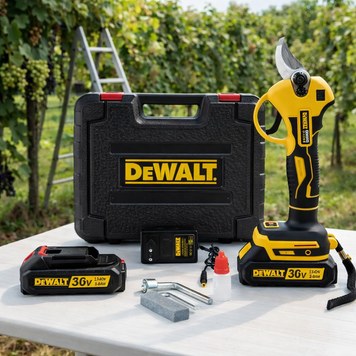 Секатор аккумуляторный DeWalt (36V, 5Ah) Бесщеточный АКБ секатор Девольт для веток и кустов | Тип двигателя: бесщеточный | Тип ножа: односторонний | Номинальное напряжение: 36 В | Ёмкость АКБ: 5 А/ч | Толщина реза: 30 мм, Гарантия 3 года 12366-1 фото