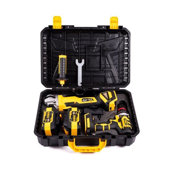 Акумуляторний безщітковий набір DeWalt 2в1 48 V 6 Ah Шурупокрут +Болгарка АКБ набір Деволт | Потужність: 48В | Тип двигуна: безщітковий | Число обертів: 0-1500/3500 об/хв | Функція удару: є | Число ударів: 37000 уд./хв., Гарантія 3 роки eb-1192-1 фото