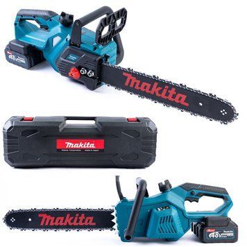 Безщіткова акумуляторна пила Makita (48V, 6 Ah) Макіта шина 40 см з безключовим натягуванням ланцюга | Об'єм оливного бака: - 150 мл | Тип оливного насоса: автоматичний | Безключове регулювання натягу ланцюга: - є | Вага: - 4,8 кг, Гарантія 3 роки eb-1066-2 фото